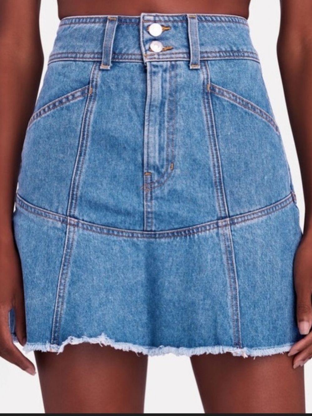 Veronica Beard• Lavelle Denim High Rise Raw Hem Mini Skirt. Size 8